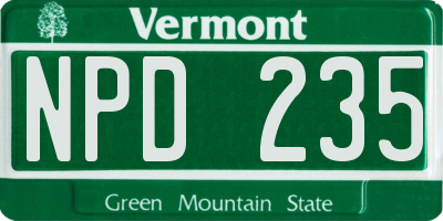 VT license plate NPD235
