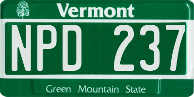 VT license plate NPD237