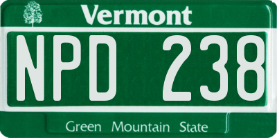 VT license plate NPD238