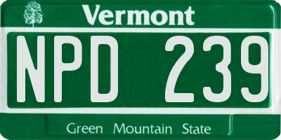 VT license plate NPD239
