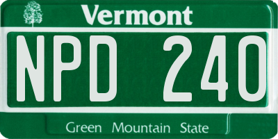 VT license plate NPD240