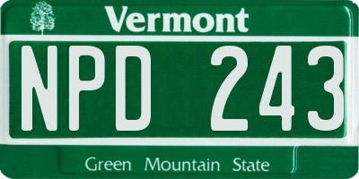 VT license plate NPD243