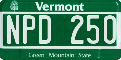 VT license plate NPD250