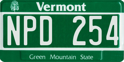 VT license plate NPD254