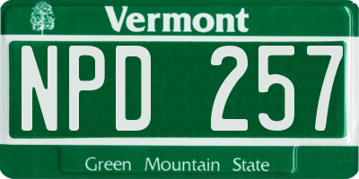 VT license plate NPD257