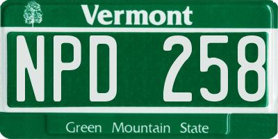 VT license plate NPD258