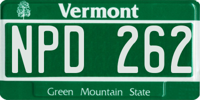 VT license plate NPD262