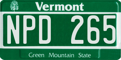 VT license plate NPD265