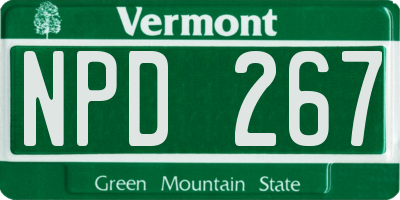 VT license plate NPD267