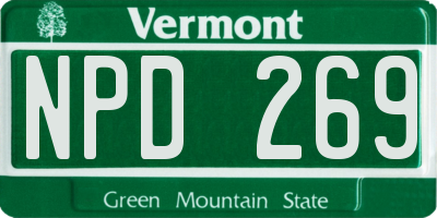 VT license plate NPD269