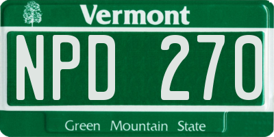 VT license plate NPD270