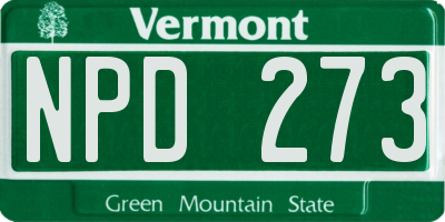 VT license plate NPD273