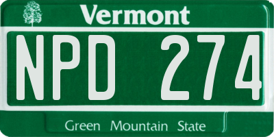 VT license plate NPD274