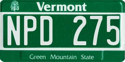 VT license plate NPD275