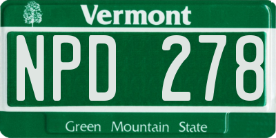 VT license plate NPD278