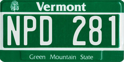 VT license plate NPD281