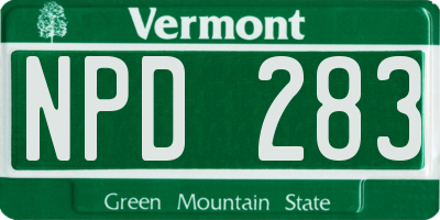 VT license plate NPD283