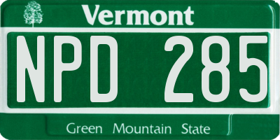 VT license plate NPD285