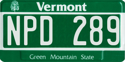 VT license plate NPD289