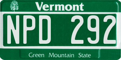 VT license plate NPD292