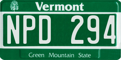 VT license plate NPD294