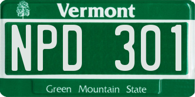 VT license plate NPD301