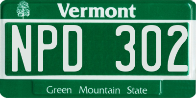 VT license plate NPD302
