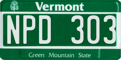 VT license plate NPD303