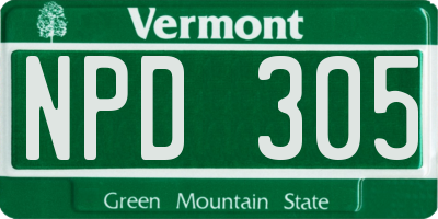 VT license plate NPD305