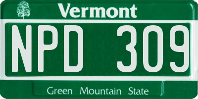 VT license plate NPD309