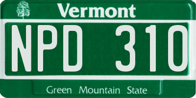VT license plate NPD310
