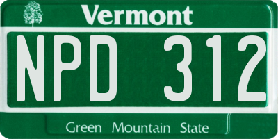 VT license plate NPD312