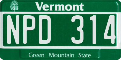VT license plate NPD314