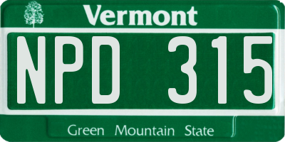 VT license plate NPD315