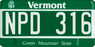 VT license plate NPD316