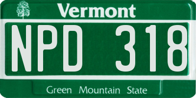 VT license plate NPD318