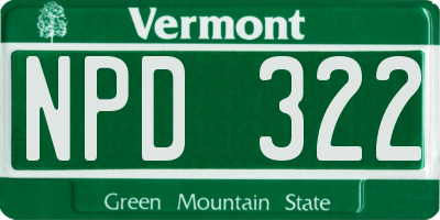 VT license plate NPD322