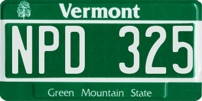 VT license plate NPD325
