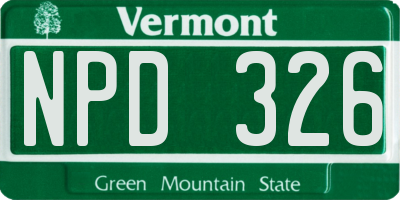 VT license plate NPD326