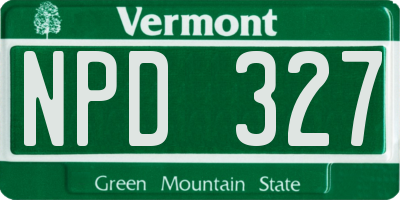 VT license plate NPD327