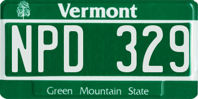 VT license plate NPD329