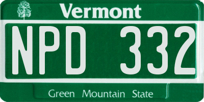 VT license plate NPD332