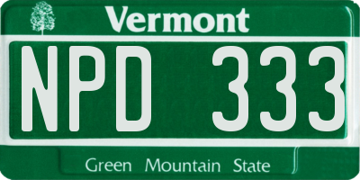 VT license plate NPD333