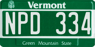 VT license plate NPD334