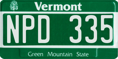 VT license plate NPD335
