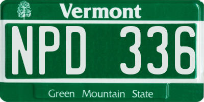 VT license plate NPD336