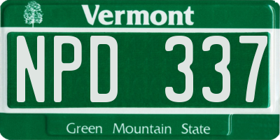 VT license plate NPD337