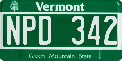 VT license plate NPD342