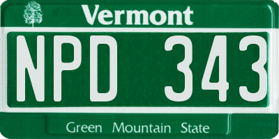 VT license plate NPD343