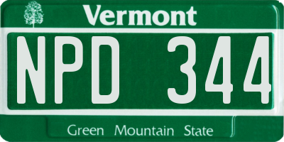 VT license plate NPD344
